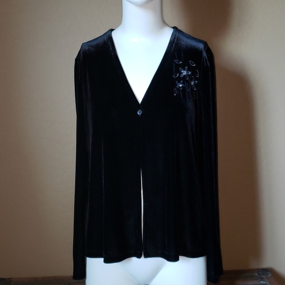 JPR Outfit Petites Sweaters - Black Velvet One Button Cardigan 💥